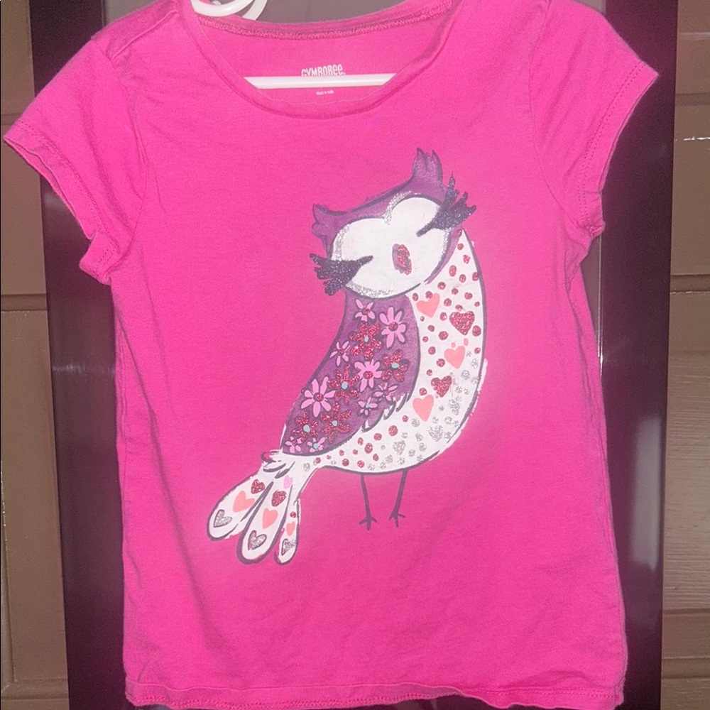 Gymboree; size small 5/6 Pink Owl Graphic Kids T-Shirt